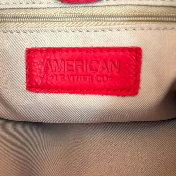 American Leather Co Shoulder Bag Soft Genuine Leather Purse Red - Picture 5 of 11
